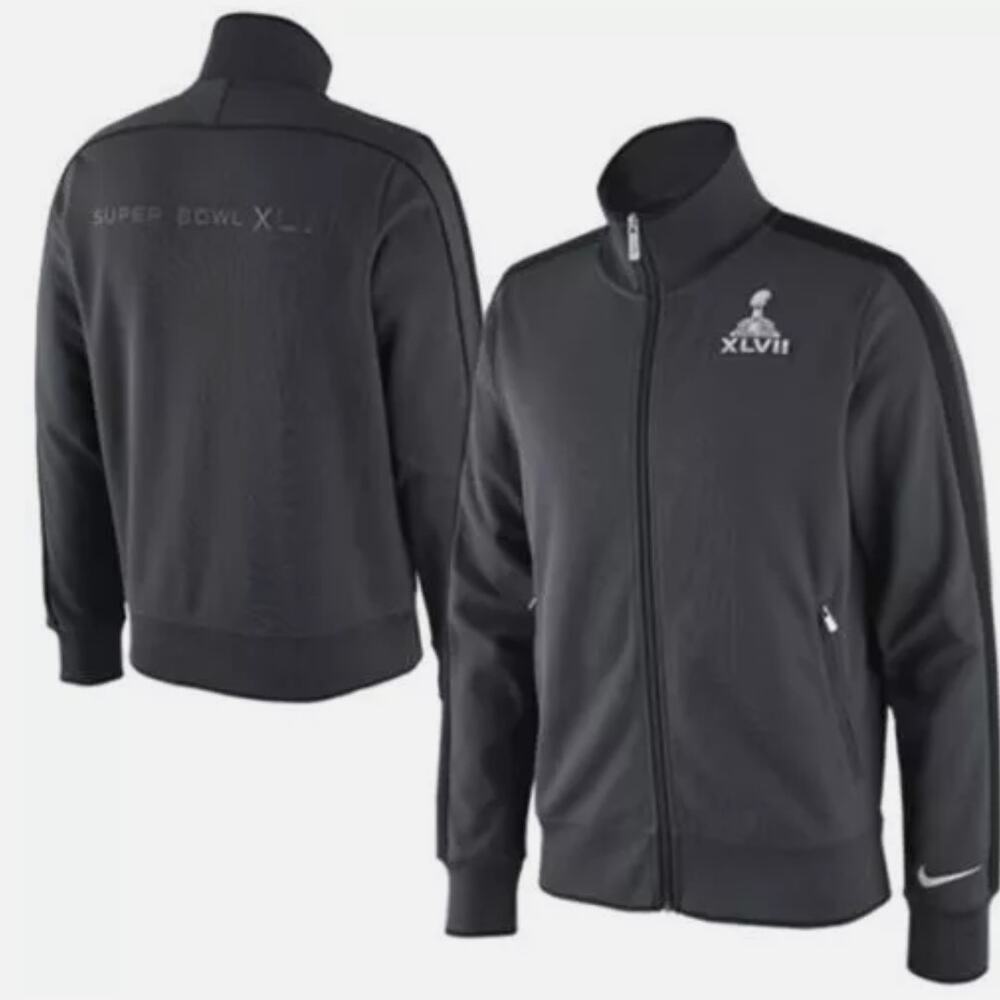 NIKE NFL Men's Super Bowl XLVII Full Zip Track Jacket L Gray Activewear